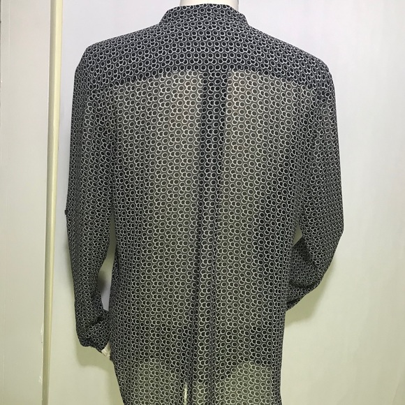 Ann Taylor Circle Print Chiffon Button Down Blouse - Picture 6 of 8